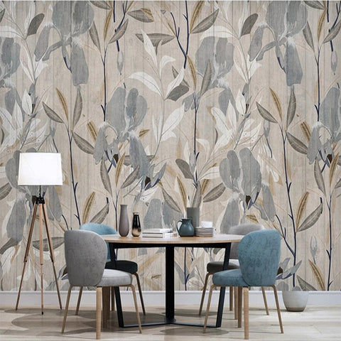 Image of Retro Abstract Hand-Painted Flowers Wallpaper Mural, Custom Sizes Available Wall Murals Maughon's Waterproof Canvas