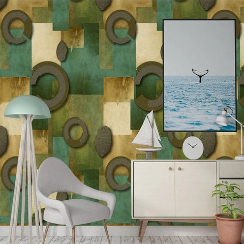 Image of Retro Geometric Circle Graphics Wallpaper Mural, Custom Sizes Available Wall Murals Maughon's