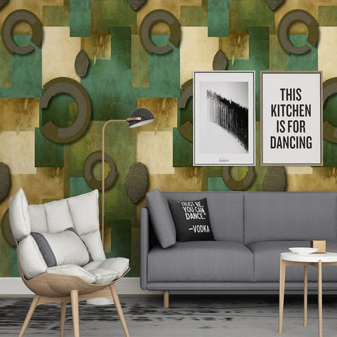 Image of Retro Geometric Circle Graphics Wallpaper Mural, Custom Sizes Available Wall Murals Maughon's