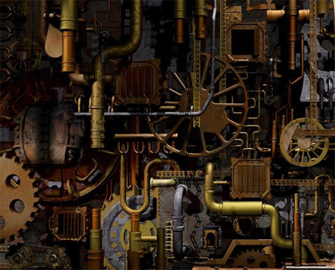 Image of Retro Mechanical Gears Wallpaper Mural, Custom Sizes Available