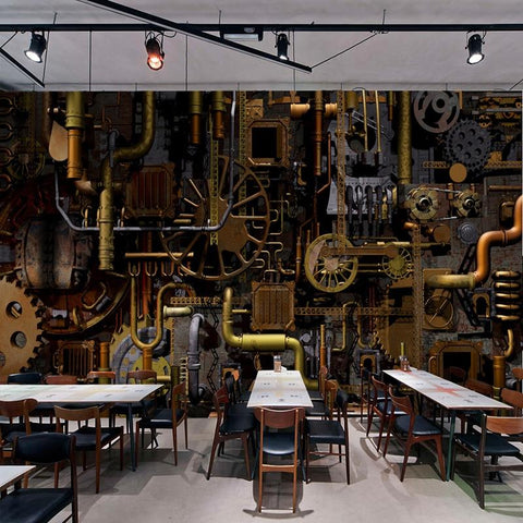 Image of Retro Mechanical Gears Wallpaper Mural, Custom Sizes Available Household-Wallpaper Maughon's