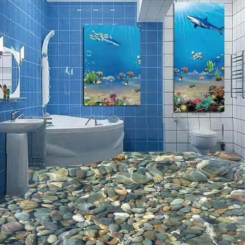 Image of River Rock Self Adhesive Floor Mural, Custom Sizes Available Maughon's
