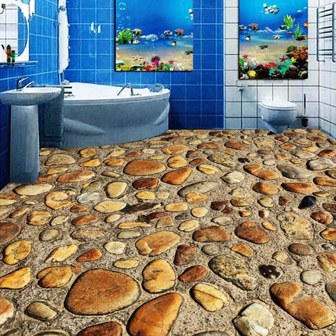 Image of River Stone Self Adhesive Floor Mural, Custom Sizes Available Floor Murals Maughon's