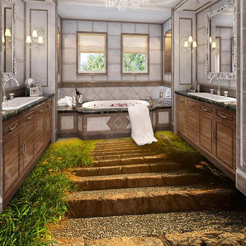 Image of Rock Stairs Self Adhesive Floor Mural, Custom Sizes Available Maughon's