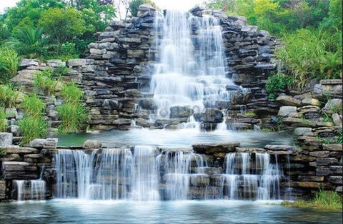 Image of Rock Wall Waterfall Wallpaper Mural, Custom Sizes Available Maughon's