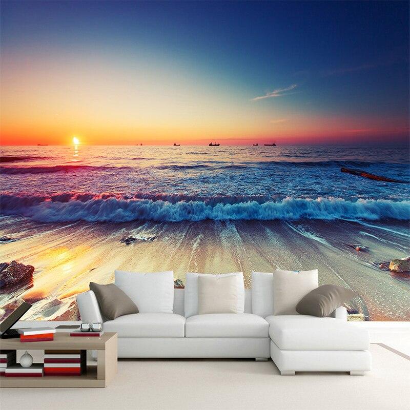 Romantic Beach Sunset Landscape Wallpaper Mural, Custom Sizes Available Maughon's