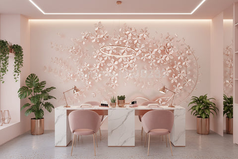 Image of Rose Gold 3D Flowering Branch Wallpaper Mural, Custom Sizes Availalble Maughon's