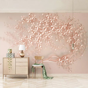 Rose Gold 3D Flowering Branch Wallpaper Mural, Custom Sizes Availalble Maughon's 