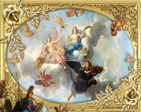 Image of Royal Classic European Court Oil Painting Ceiling Mural, Custom Sizes Available Ceiling Murals Maughon's