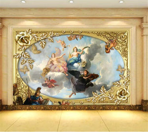 Royal Classic European Court Oil Painting Ceiling Mural, Custom Sizes Available