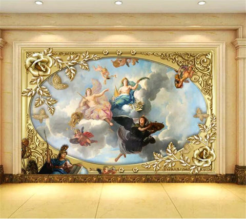 Image of Royal Classic European Court Oil Painting Ceiling Mural, Custom Sizes Available Ceiling Murals Maughon's 