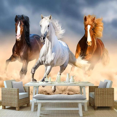 Image of Running Horses Wallpaper Mural, Custom Sizes Available Maughon's