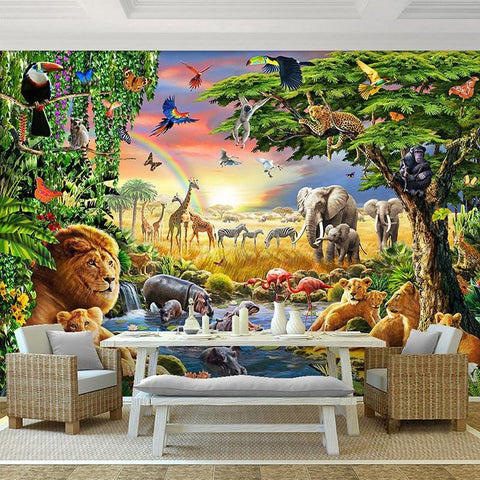 Image of Safari Animals Wallpaper Mural, Custom Sizes Available Maughon's