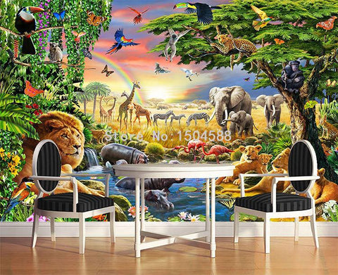 Image of Safari Animals Wallpaper Mural, Custom Sizes Available Maughon's