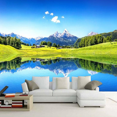 Image of Scenic Mountain and Lake Reflection Wallpaper Mural. Custom Sizes Available Household-Wallpaper Maughon's