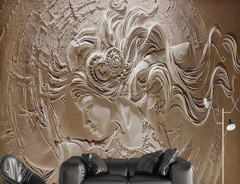 Image of Sculptured Lady with Flowing Hair Wallpaper Mural, Custom Sizes Available Maughon's