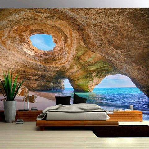 Image of Seaside Cave Wallpaper Mural, Custom Sizes Available Household-Wallpaper Maughon's