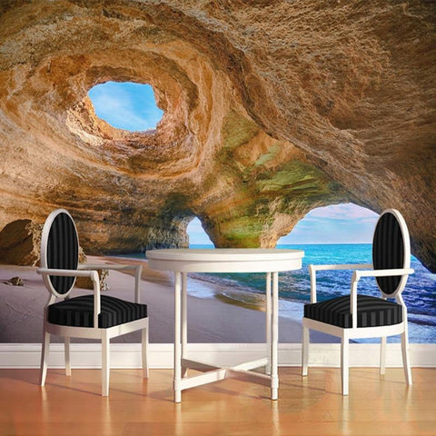 Image of Seaside Cave Wallpaper Mural, Custom Sizes Available Household-Wallpaper Maughon's