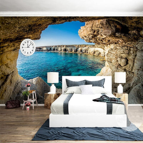 Image of Seaside Cave Wallpaper Mural, Custom Sizes Available Wall Murals Maughon's