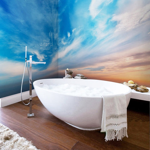 Image of Self-adhesive Blue Sky And Clouds Wallpaper Mural, Custom Sizes Available Wall Murals Maughon's