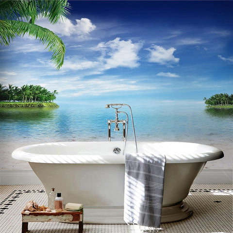 Image of Self Adhesive Calm Bay Bathroom Mural, Custom Sizes Available Wall Murals Maughon's