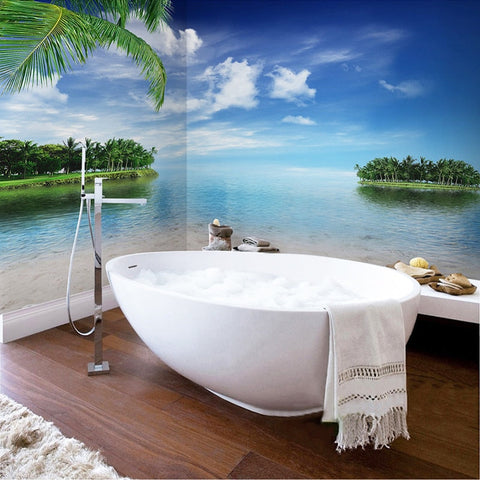 Image of Self Adhesive Calm Bay Bathroom Mural, Custom Sizes Available Wall Murals Maughon's