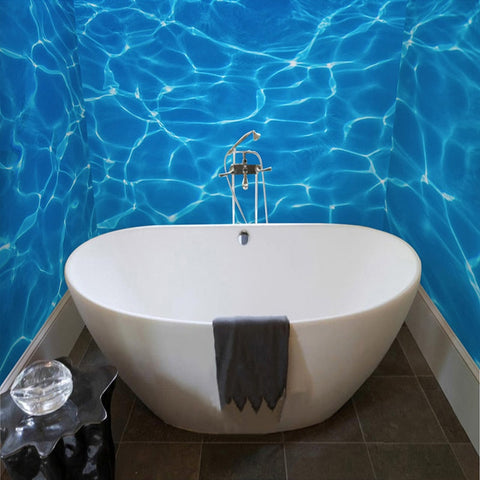Image of Self Adhesive Sparkling Water Bathroom Mural, Custom Sizes Available Wall Murals Maughon's