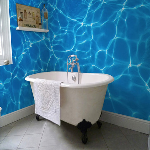 Image of Self Adhesive Sparkling Water Bathroom Mural, Custom Sizes Available Wall Murals Maughon's