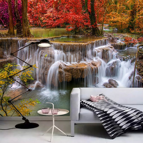 Image of Self Adhesive Waterfall in the Autumn Bathroom Mural, Custom Sizes Available Wall Murals Maughon's