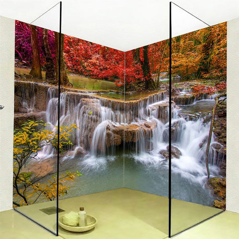 Image of Self Adhesive Waterfall in the Autumn Bathroom Mural, Custom Sizes Available Wall Murals Maughon's