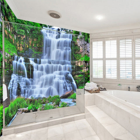 Image of Self Adhesive Waterfall Over Rocks Bathroom Mural, Custom Sizes Available Wall Murals Maughon's