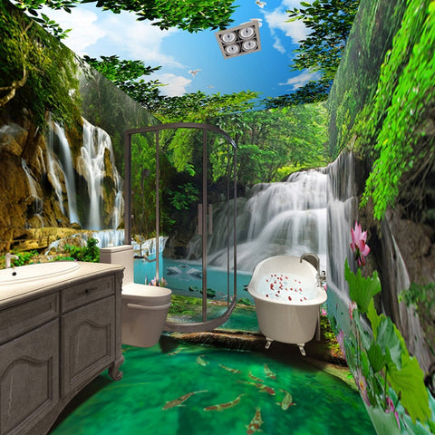 Image of Self adhesive Waterfalls and Sky Bathroom Murals, Custom Sizes Available Wall Murals Maughon's