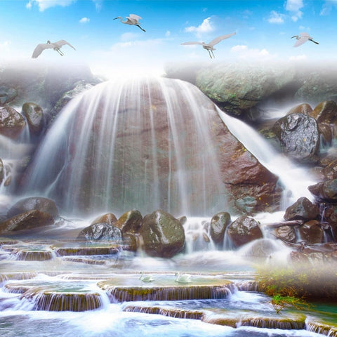 Image of Self-adhesive Waterfalls Landscape Bathroom Mural, Custom Sizes Available Wall Murals Maughon's