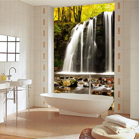 Image of Self Adhesive Waterfalls Over Rock Bathroom Mural, Custom Sizes Available Wall Murals Maughon's