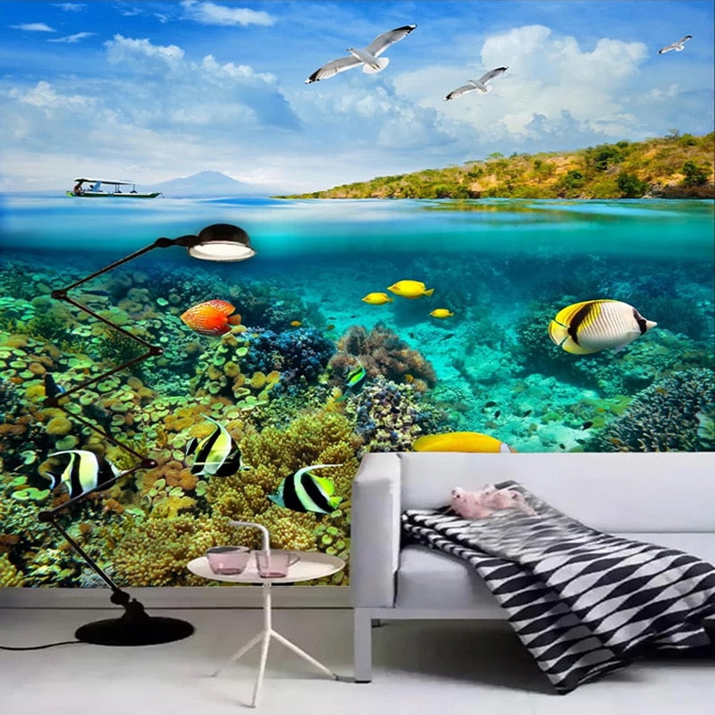 Self-Adhesive Waterproof Colorful Fish Wallpaper Mural, Custom Sizes Available Wall Murals Maughon's