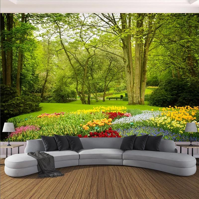 Serene Landscape with flowers Wallpaper Mural, Custom Sizes Available Maughon's