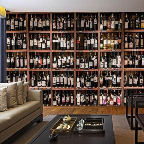 Image of Shelves of Wine Bottles Wallpaper Mural, Custom Sizes Available Maughon's