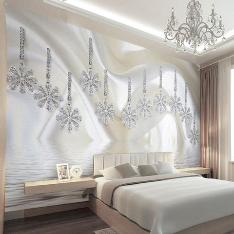 Image of Silver Silk Cloth and Diamond Wallpaper Mural, Custom Sizes Available Wall Murals Maughon's