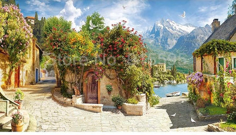 Image of Small European City Wallpaper Mural, Custom Sizes Available Maughon's