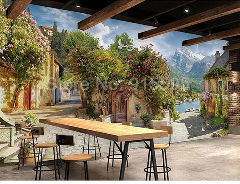 Image of Small European City Wallpaper Mural, Custom Sizes Available Maughon's