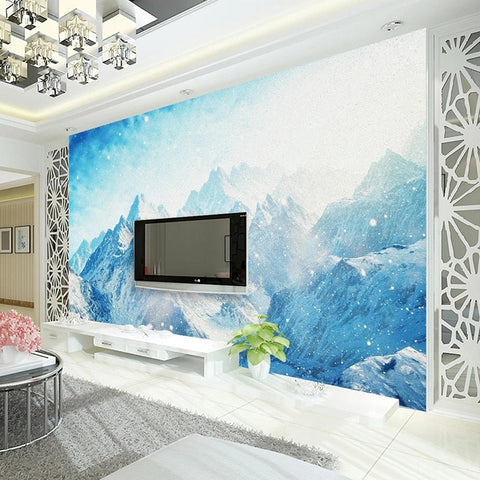 Image of Snow Covered Huge Mountains Wallpaper Mural, Custom Sizes Available Wall Murals Maughon's