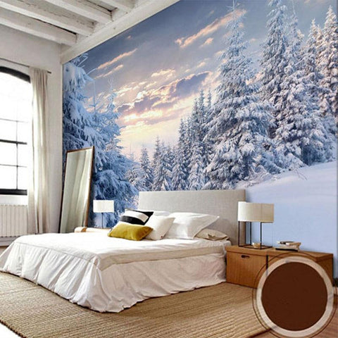 Image of Snow Mountain White Forest Wallpaper Mural, Custom Sizes Available Maughon's