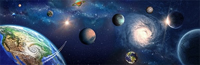 Image of Space And Planets Fantasy Self Adhesive Bathroom Mural, Custom Sizes Available Wall Murals Maughon's A