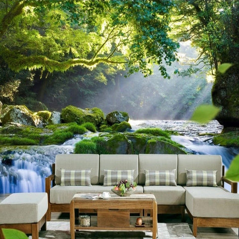 Image of Split Waterfalls Wallpaper Mural, Custom Sizes Available Wall Murals Maughon's