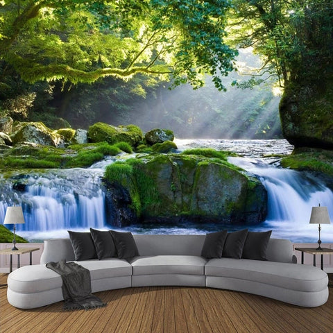 Image of Split Waterfalls Wallpaper Mural, Custom Sizes Available Wall Murals Maughon's