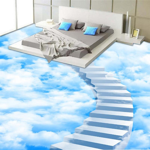Image of Stairs In The Clouds Self Adhesive Floor Mural, Custom Sizes Available Maughon's