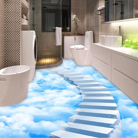 Image of Stairs In The Clouds Self Adhesive Floor Mural, Custom Sizes Available Maughon's