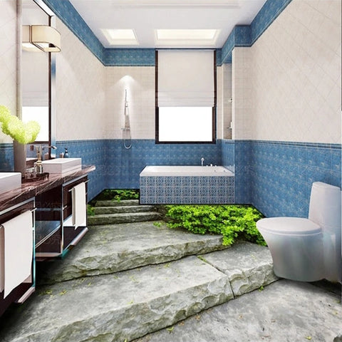 Image of Stone Stairs in Garden Floor Mural, Custom Sizes Available Floor Murals Maughon's