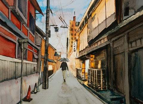 Image of Street View Oil Painting Wallpaper Mural, Custom Sizes Available Wall Murals Maughon's Waterproof Canvas