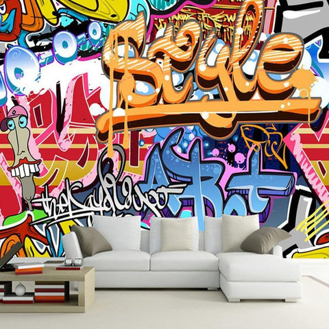 Image of Style Colorful Graffiti Wallpaper Mural, Custom Sizes Available Maughon's